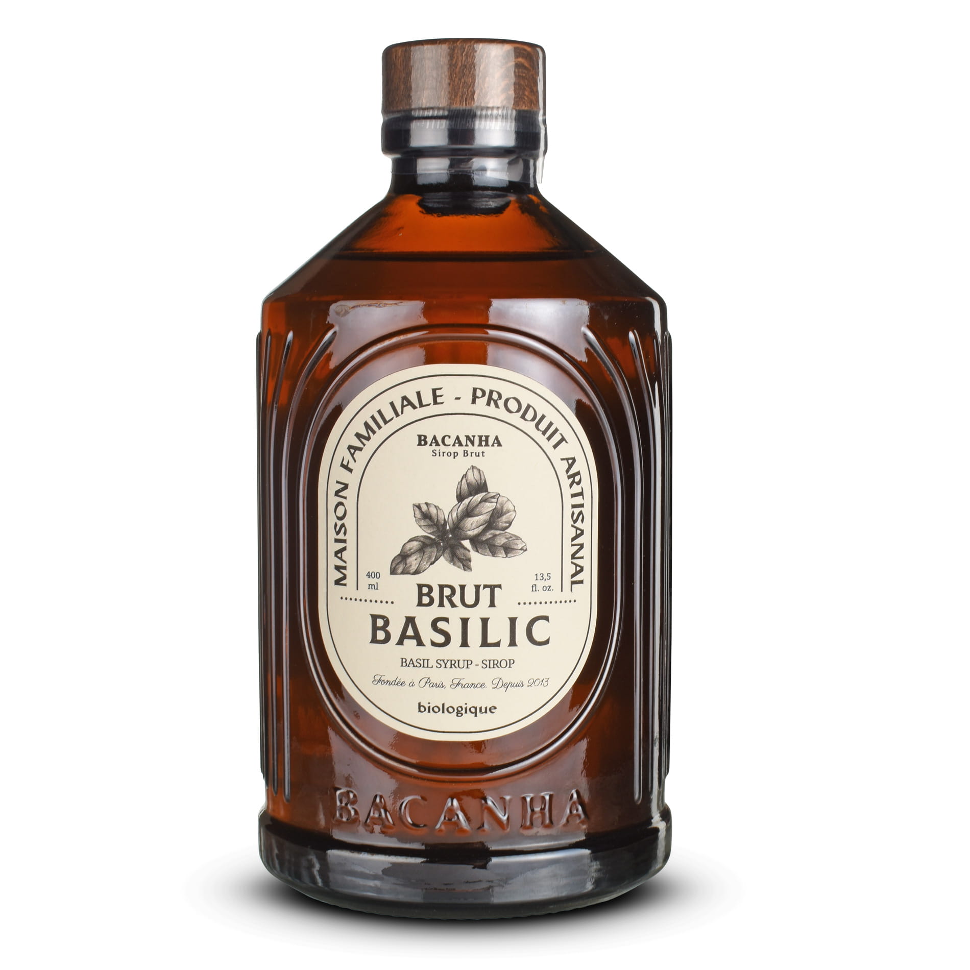 Bacanha Bio-Basilikum-Sirup in der 400-ml-Flasche