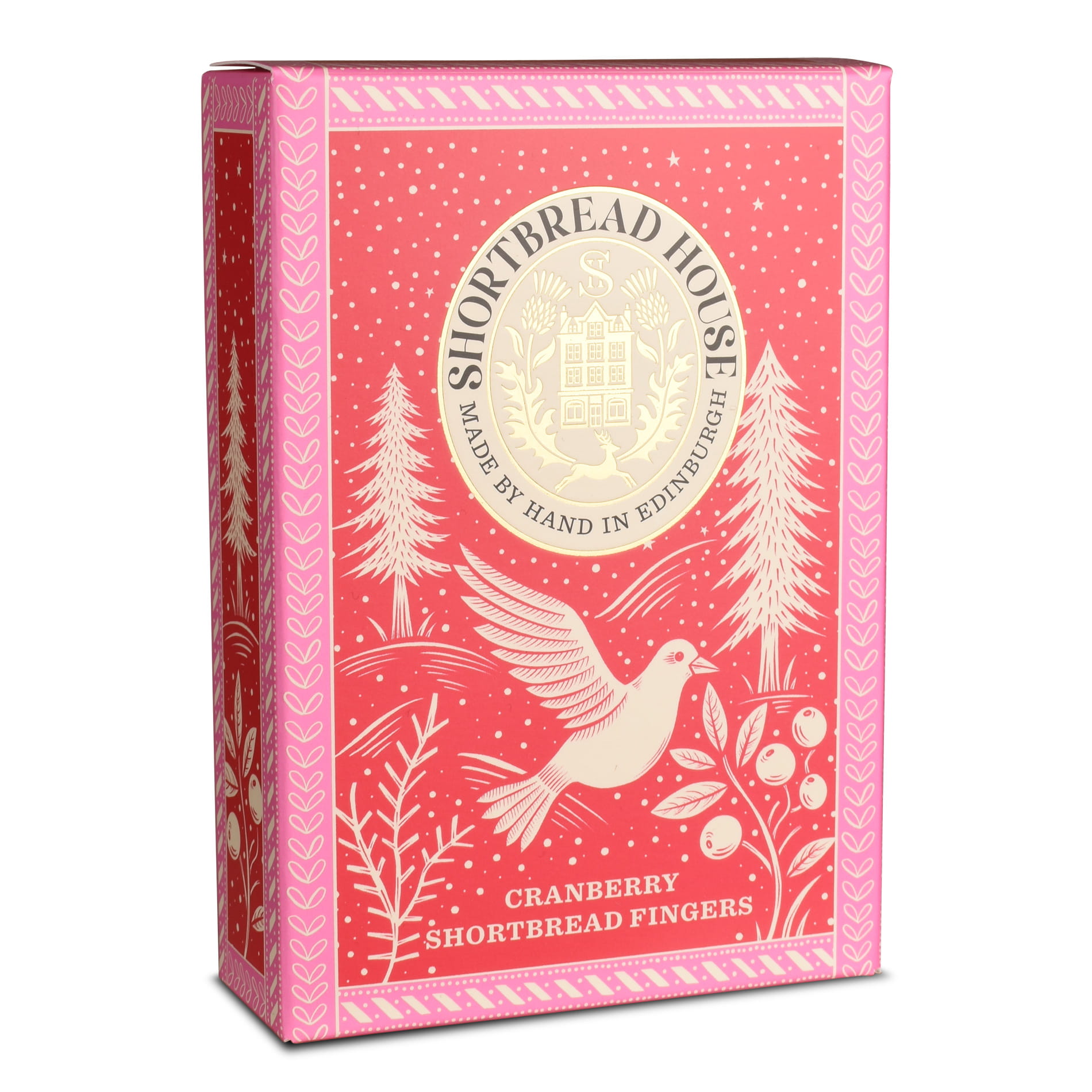 Shortbread House Cranberry Shortbread Fingers – schottisches Buttergebäck mit Cranberries in roter Geschenkverpackung