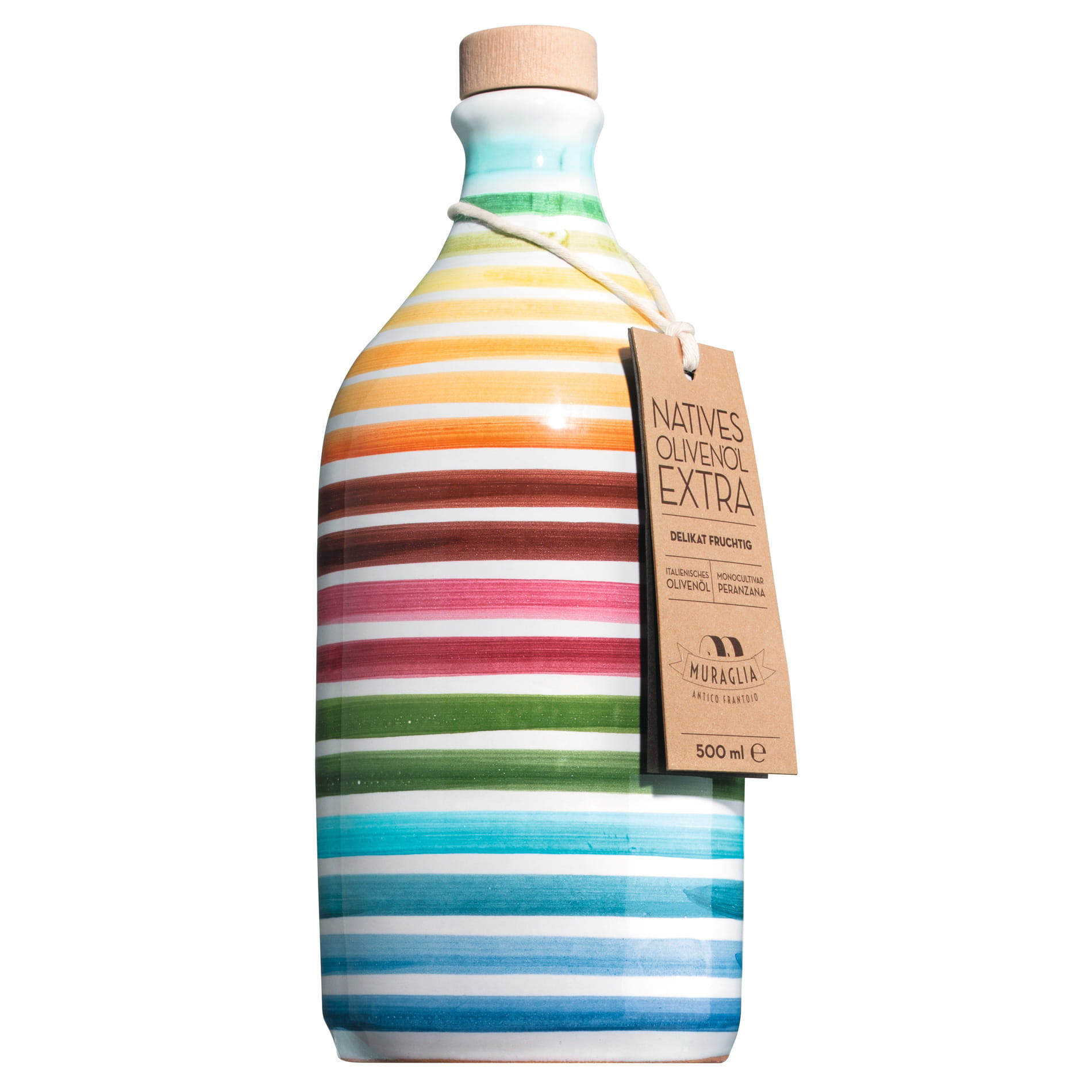 Frantoio Muraglia Olivenöl Arcobaleno in bunter Keramikflasche