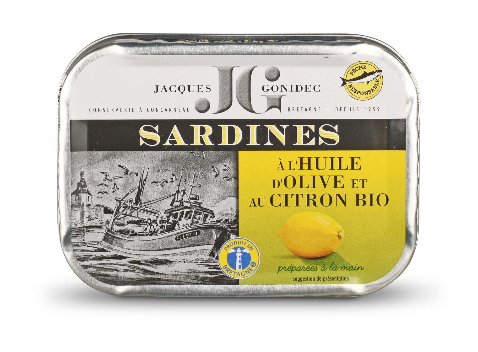 Bretonische Sardinen in Olivenöl mit Zitrone - Conserverie Gonidec, Concarneau