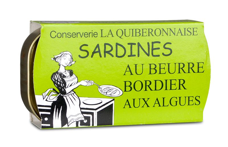 La Quiberonnaise Sardinen mit Bordier Butter und Algen Sardinen mit Bordier Butter und Algen, Jahrgangssardinen