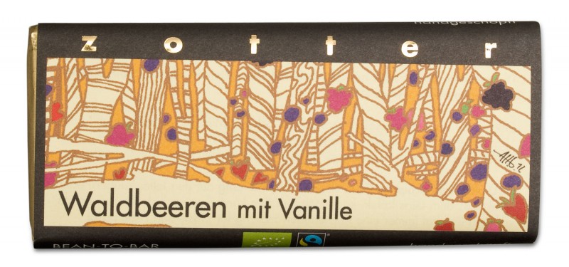 Waldbeere mit Vanille - Handgeschöpfte Schokolade [Bio]