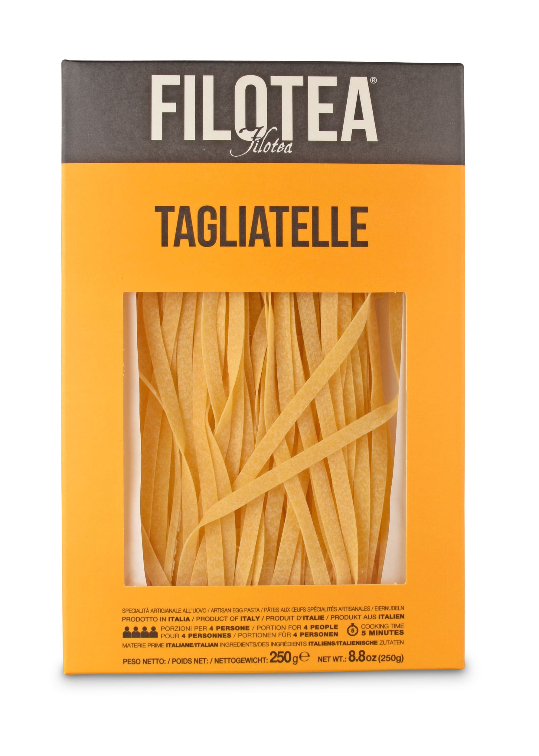 Filotea Tagliatelle Eierpasta aus den Marken, handwerklich hergestellt und bronzegezogen für optimale Saucenbindung