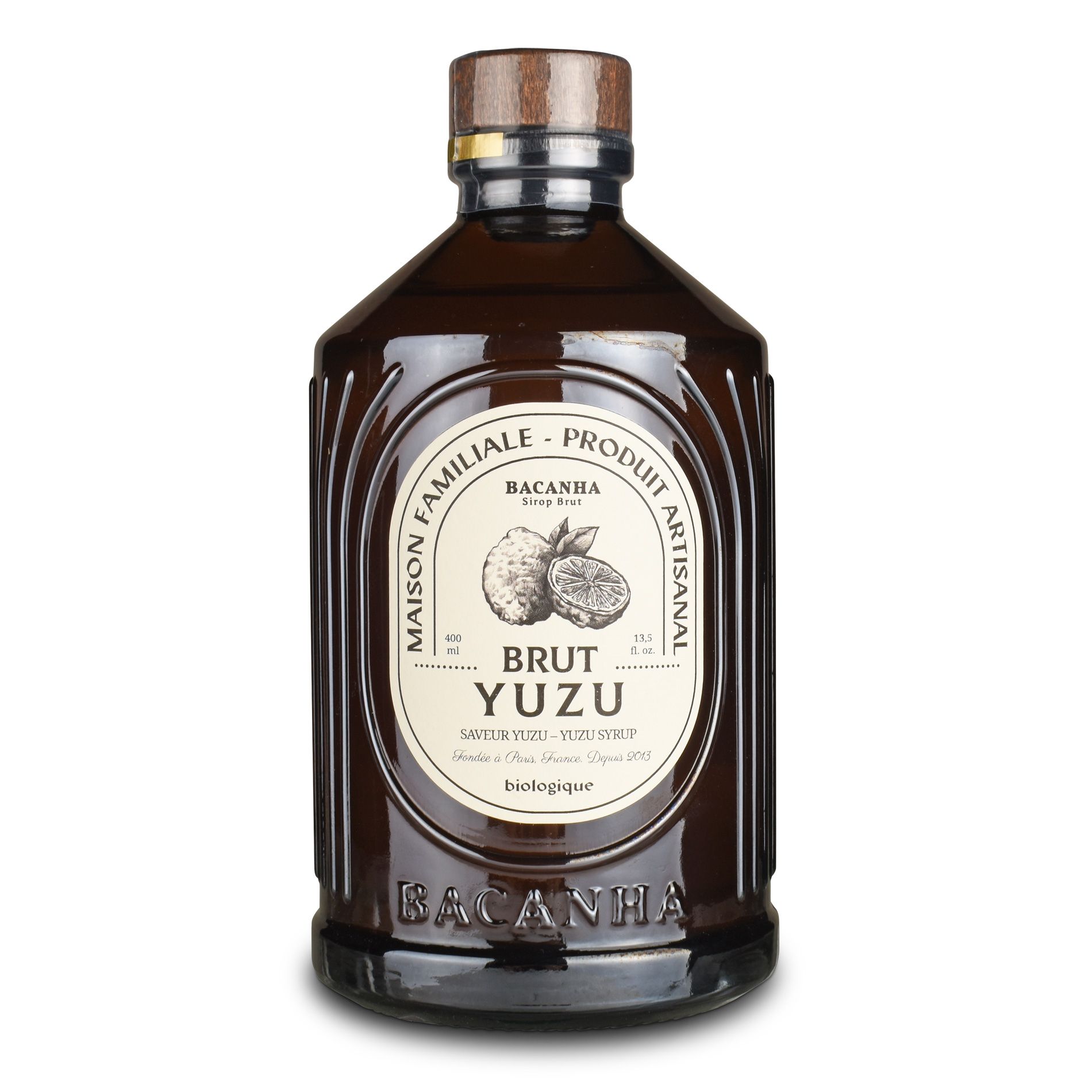 Bacanha Bio-Yuzu-Sirup in der 400-ml-Glasflasche