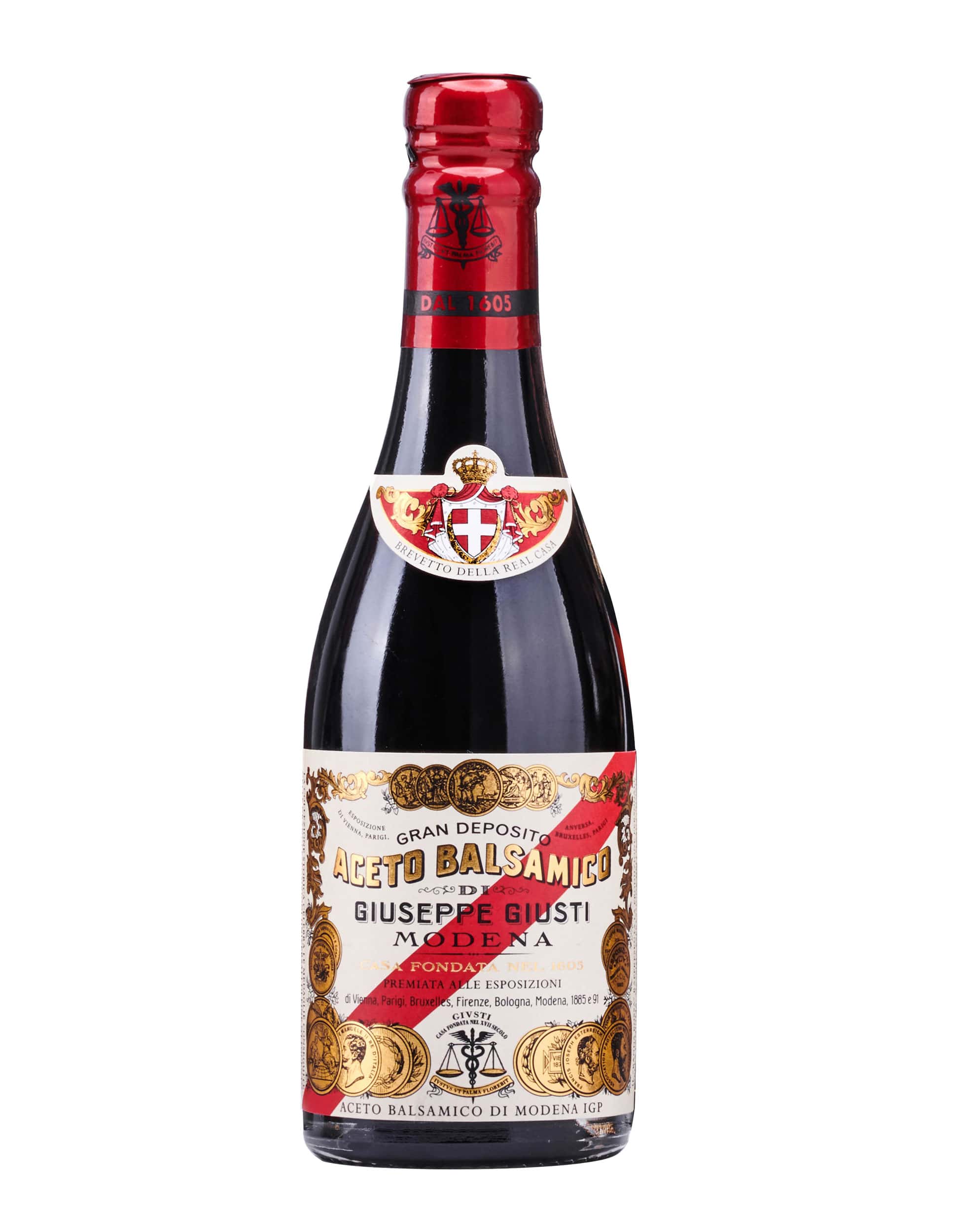 Giusti Banda Rossa 5 Medaglie d’Oro Aceto Balsamico di Modena IGP sehr gereifter Essig aus Modena in Geschenkverpackung