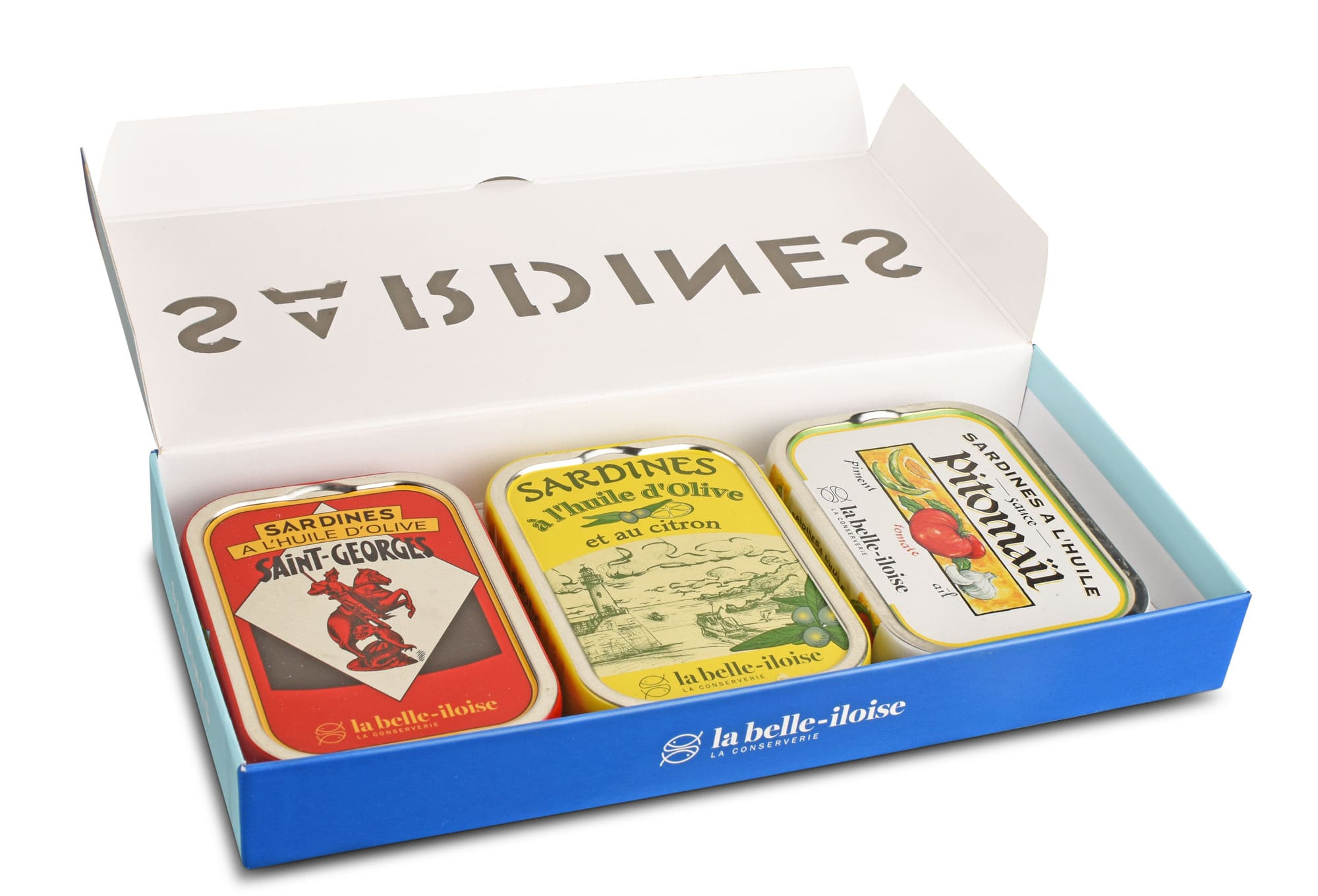La belle-iloise Sardinen Geschenkset Olivenöl Zitrone Pitomail Geschenkverpackung