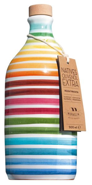 Muraglia Natives Olivenöl extra in Tonkrug mit Streifen Muraglia Natives Olivenöl extra in Tonkrug mit Streifen