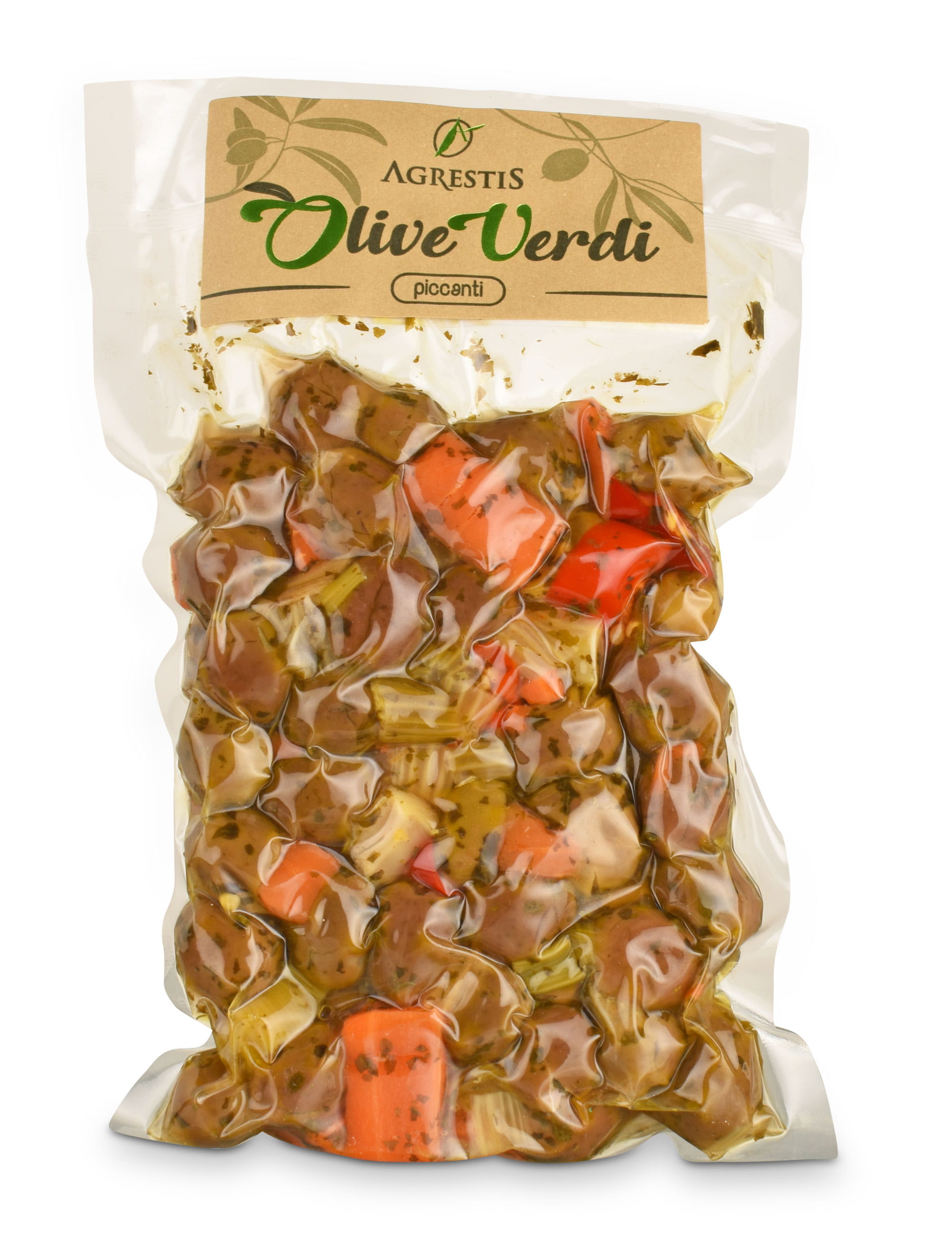 Agrestis Grüne Oliven in Olivenöl, pikant eingelegt - Sizilien, Italien