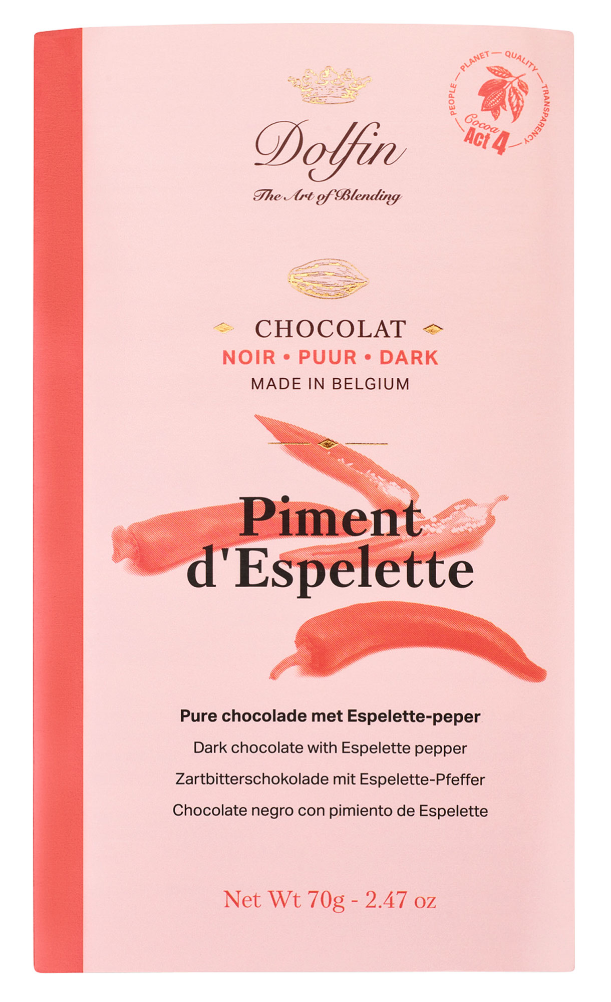 Dolfin Zartbitterschokolade mit Piment d'Espelette