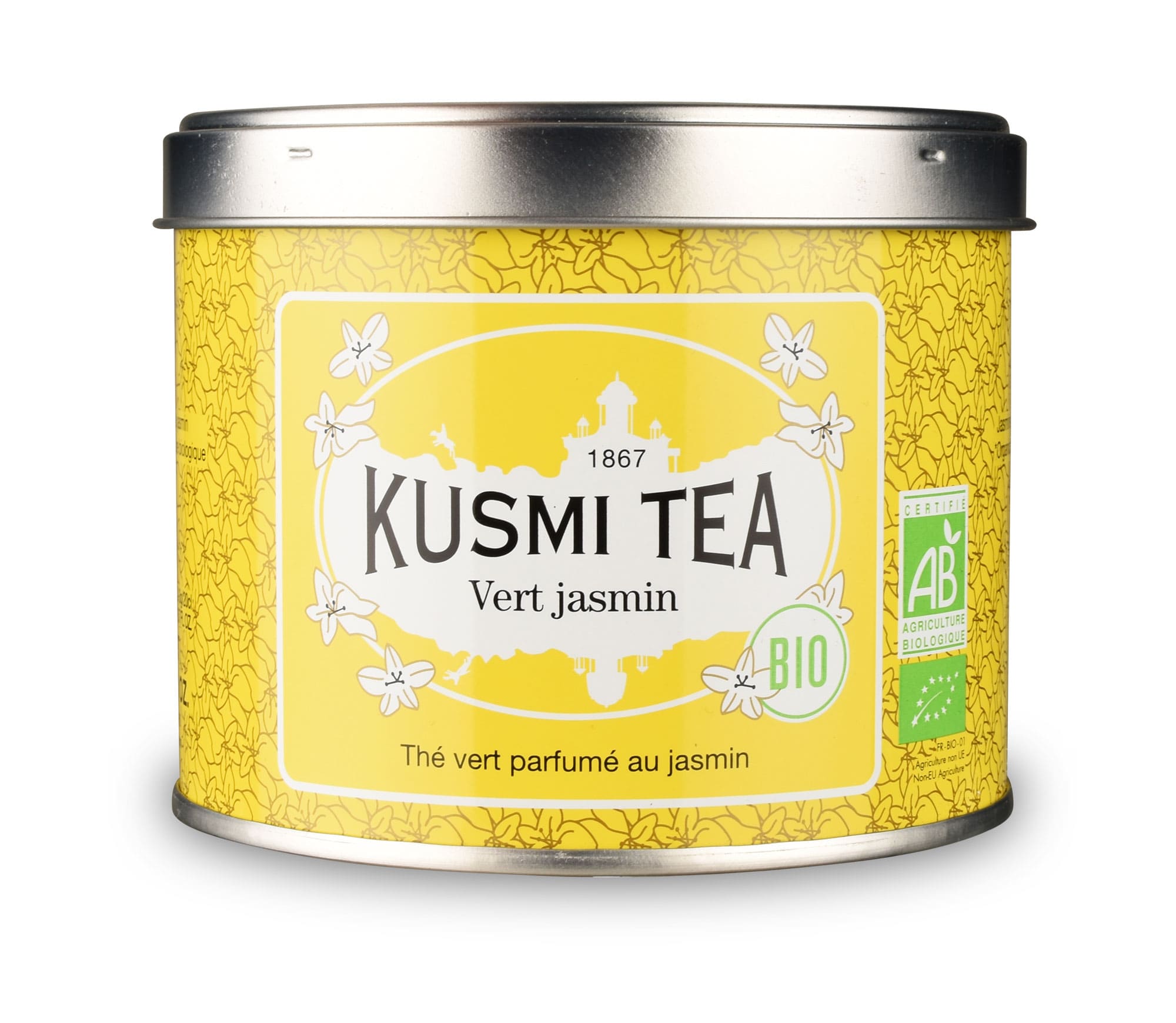 Kusmi Tea Vert Jasmin Bio Grüner Tee mit Jasminblüten in Metalldose – 90 g