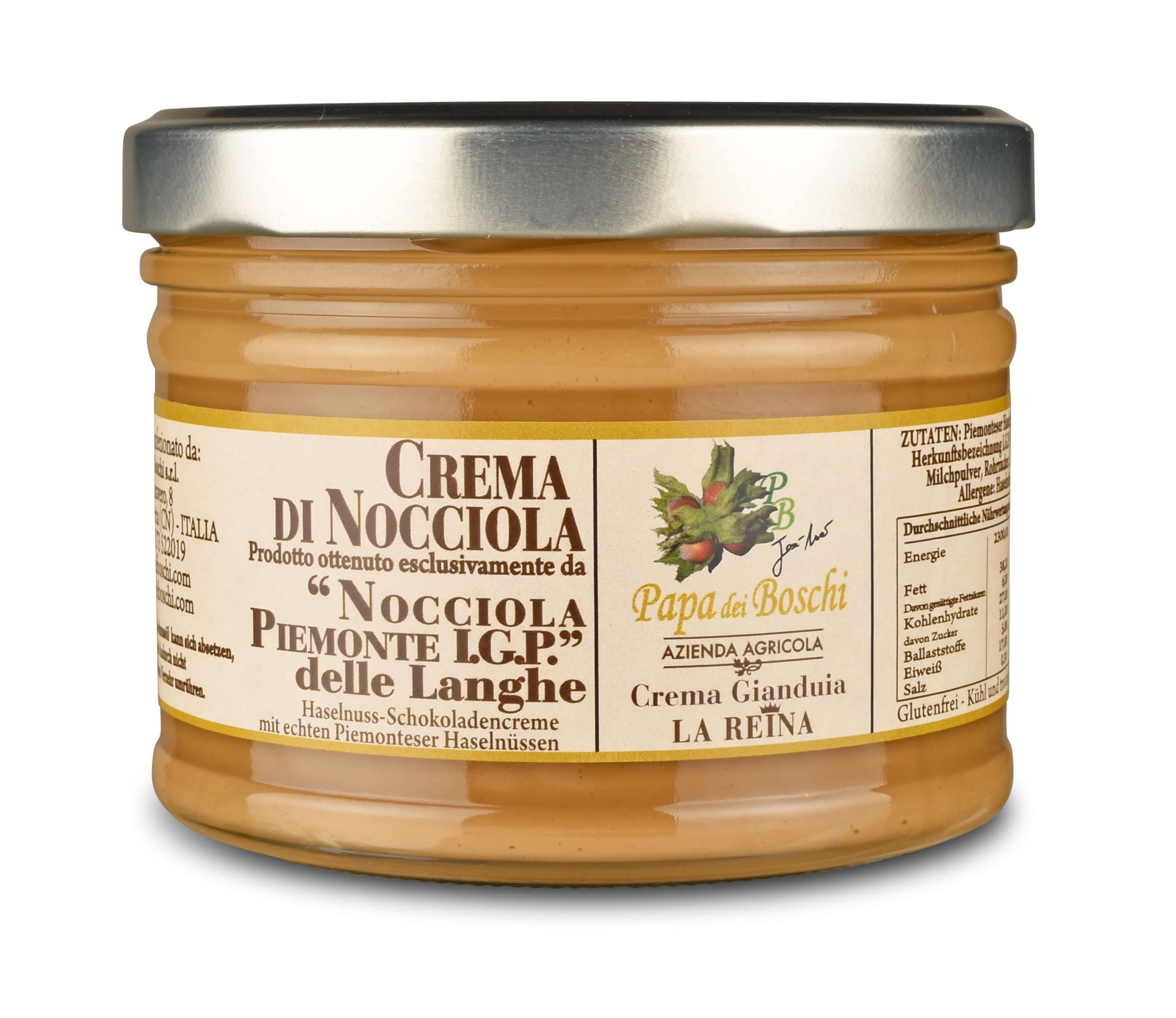 Crema di Nocciola La Reina – Haselnusscreme aus Piemont mit 60 % IGP-Nüssen von Papa dei Boschi