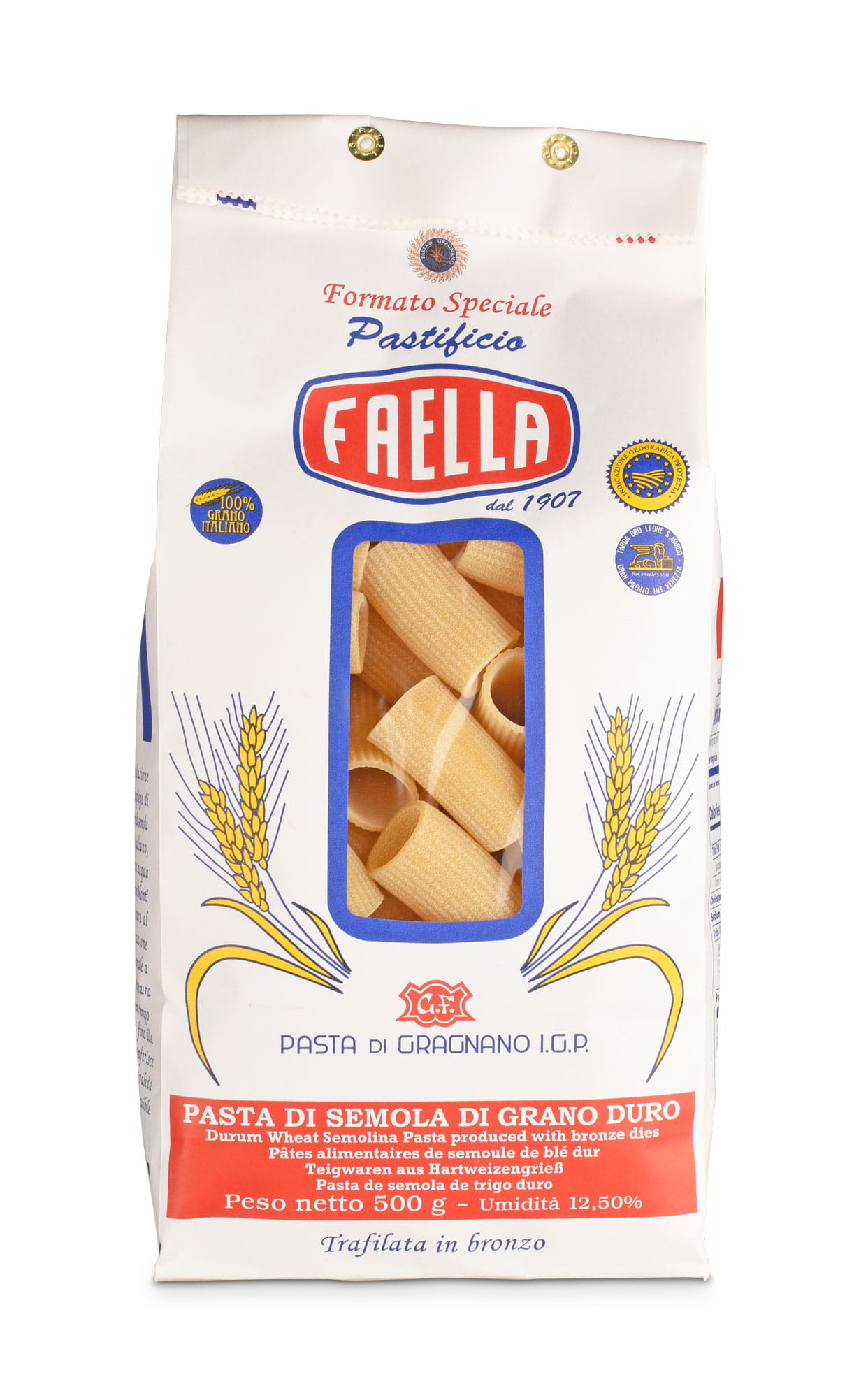 Rigatoni di Gragnano - Pasta Faella, 500g Packung