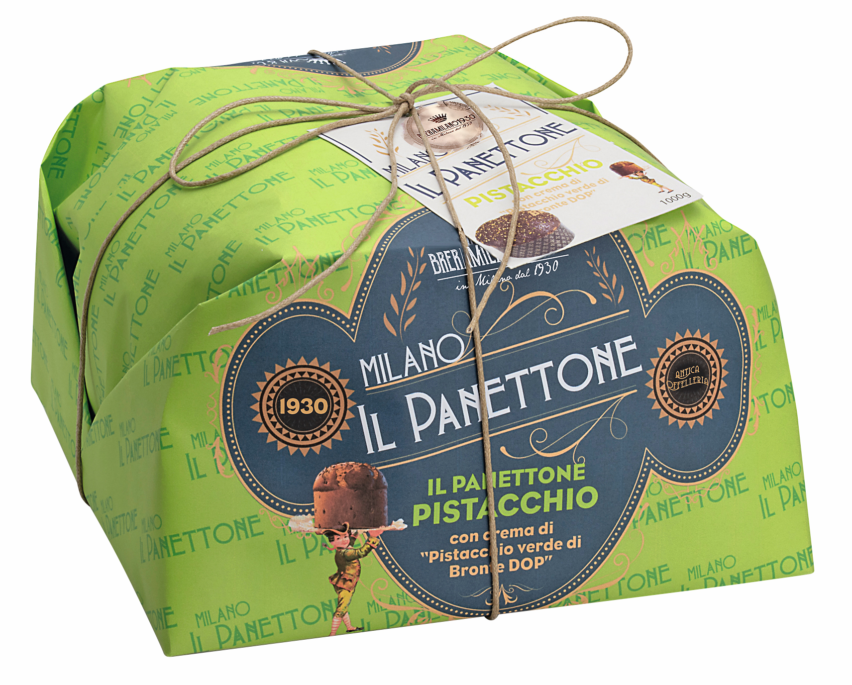 Breramilano 1930 Panettone Pistazie mit Pistaziencreme und dunkler Schokolade