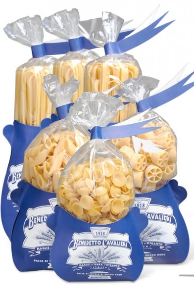 Premiumpasta Paket Benedetto Cavalieri sechs klassische Pastaformate aus Apulien handwerklich hergestellt Bronzeverfahren