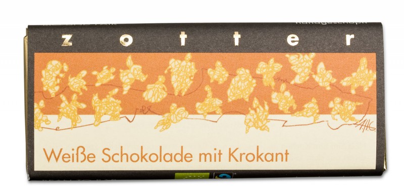 Weiße Schokolade mit Krokant - Handgeschöpfte Schokolade [Bio]