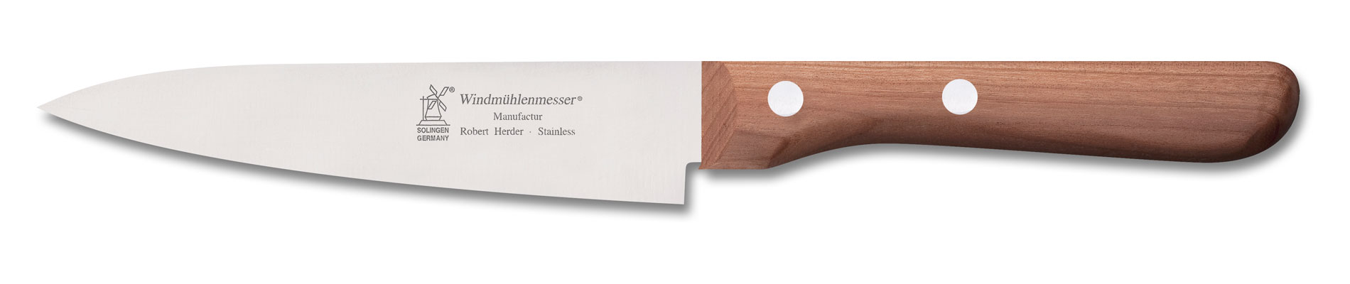 Kleines Vielzweckmesser Petty, rostfrei, Kirschholz, 130mm Klingenlänge Windmühlenmesser Solingen, Petty Vielzweckmesser