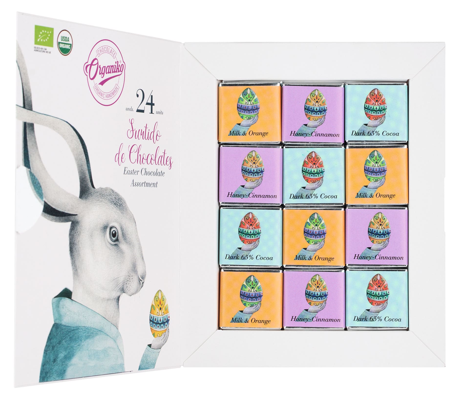 Mini-Schokoladentafeln in Geschenkpackung Osterhase Osterschokolade 24er Geschenkset