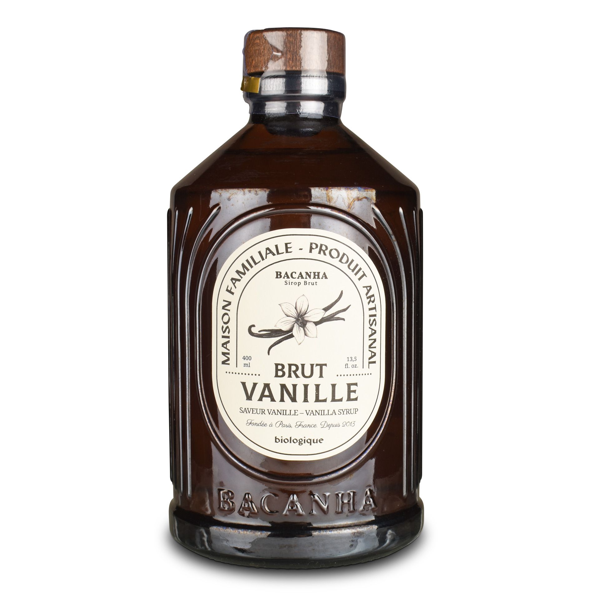 Bacanha Bio-Vanille-Sirup in der 400-ml-Glasflasche