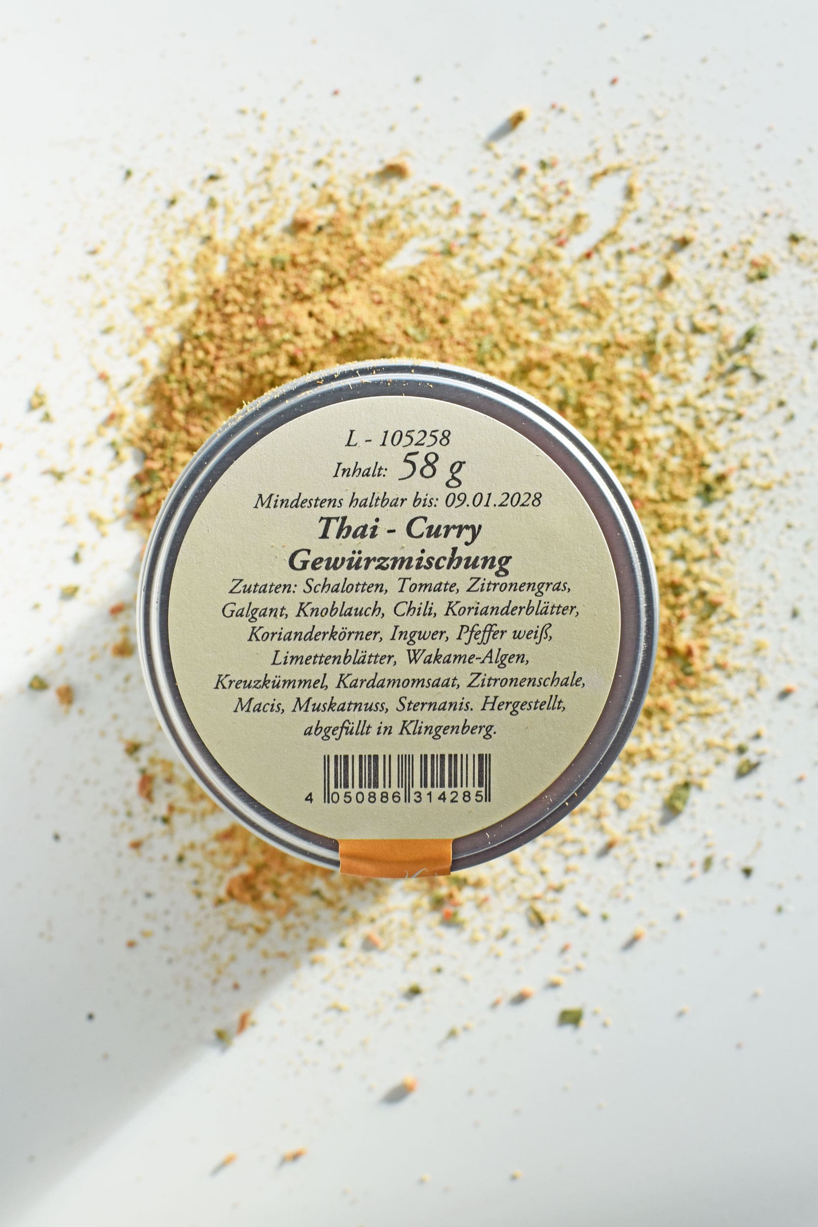 Altes Gewürzamt Thai-Curry Grüne Dose Aufsicht