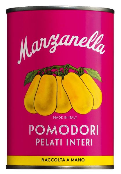 Gelbe, geschälte Tomaten im eigenen Saft Gelbe Tomaten - Marzanella Tomaten Dose