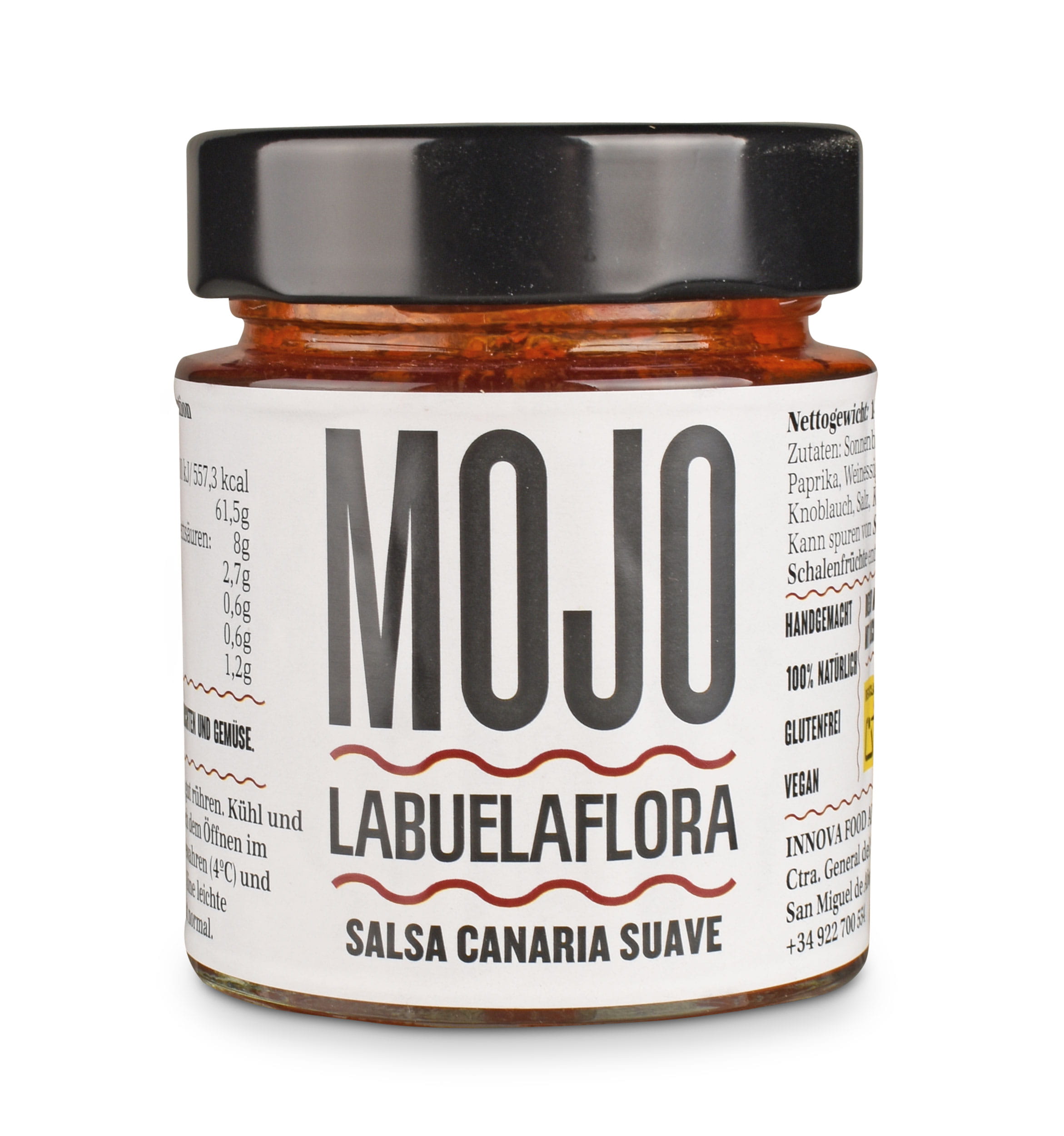 Mojo Rojo – traditionelle kanarische Sauce aus Paprika, Knoblauch und Olivenöl im Glas