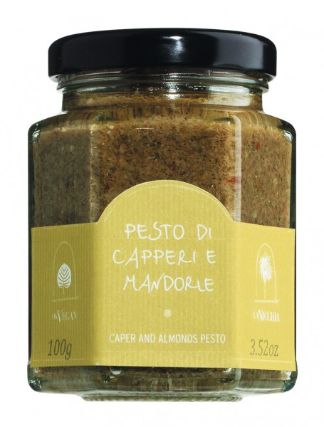 Kapernpesto von Pantelleria mit Mandeln und Basilikum Kapernpesto mit Mandeln und Basilikum