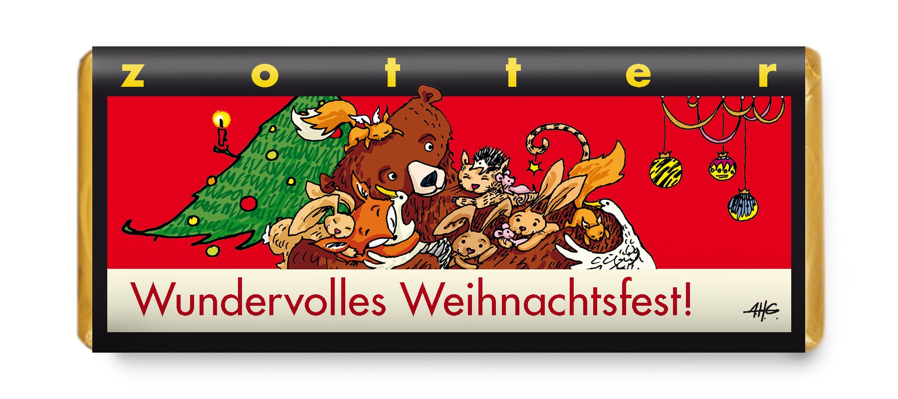 Zotter Schokolade Wundervolles Weihnachtsfest, handgeschöpft