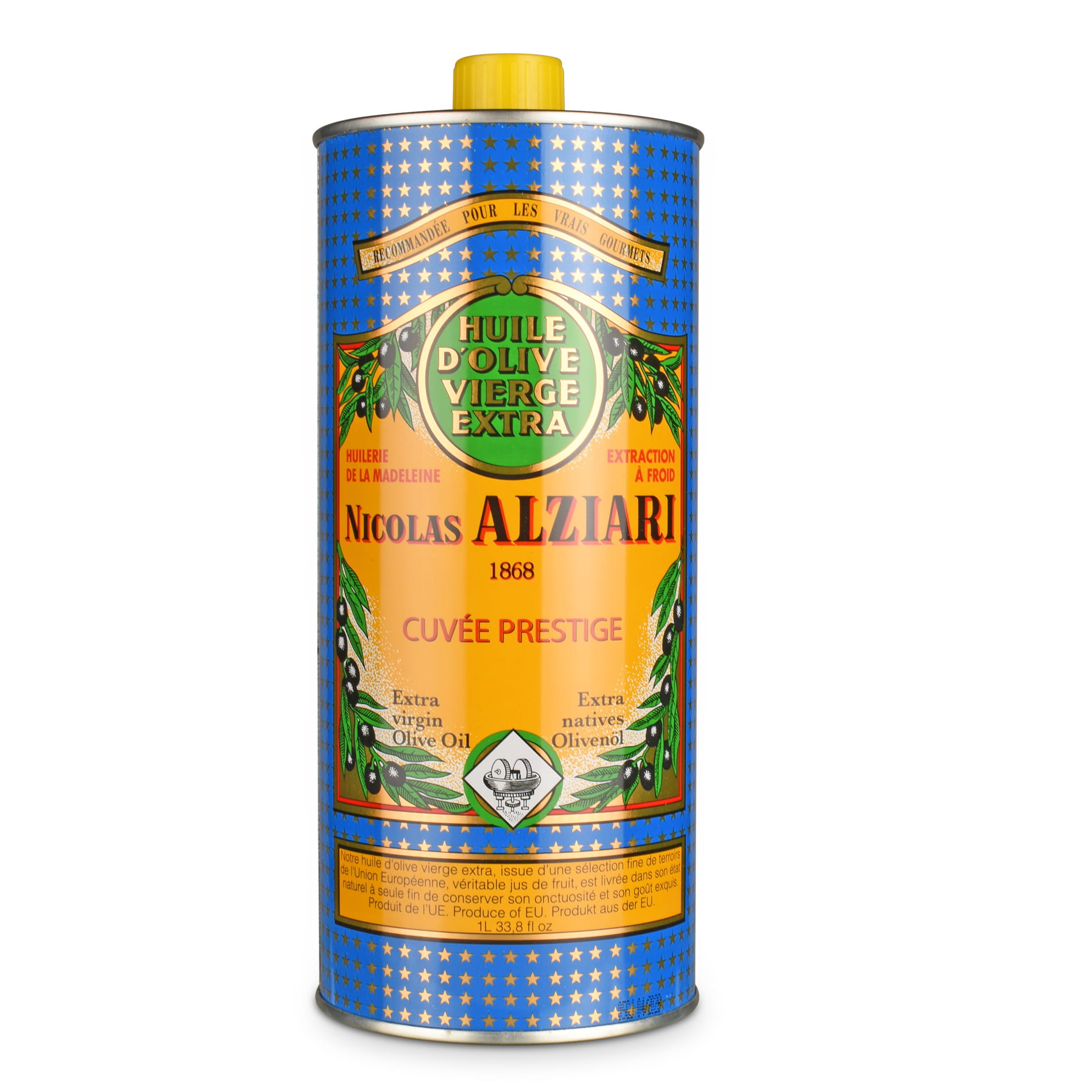Nicolas Alziari Cuvée Prestige Olivenöl in der blau-gelben 1-Liter-Dose