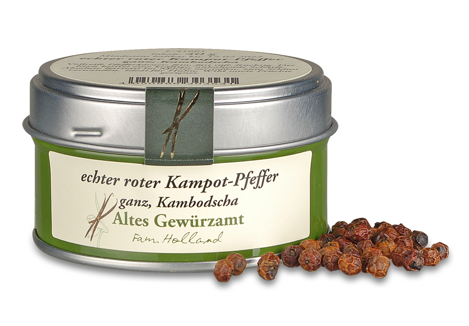 Roter Kampot Pfeffer vom Alten Gewürzamt – vollreife Pfefferbeeren aus Kambodscha mit fruchtigem Aroma