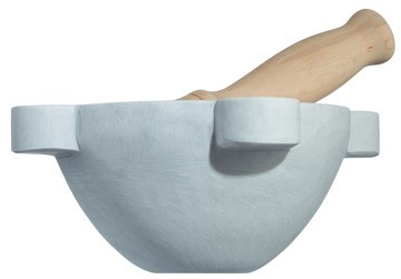 Mörser aus Carrara-Marmor, mit Stößel