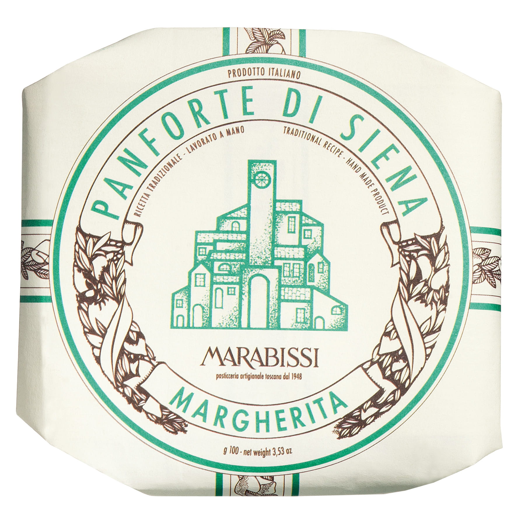 Panforte di Siena IGP Margherita von Pasticceria Marabissi, traditioneller italienischer Gewürzkuchen, 100 g