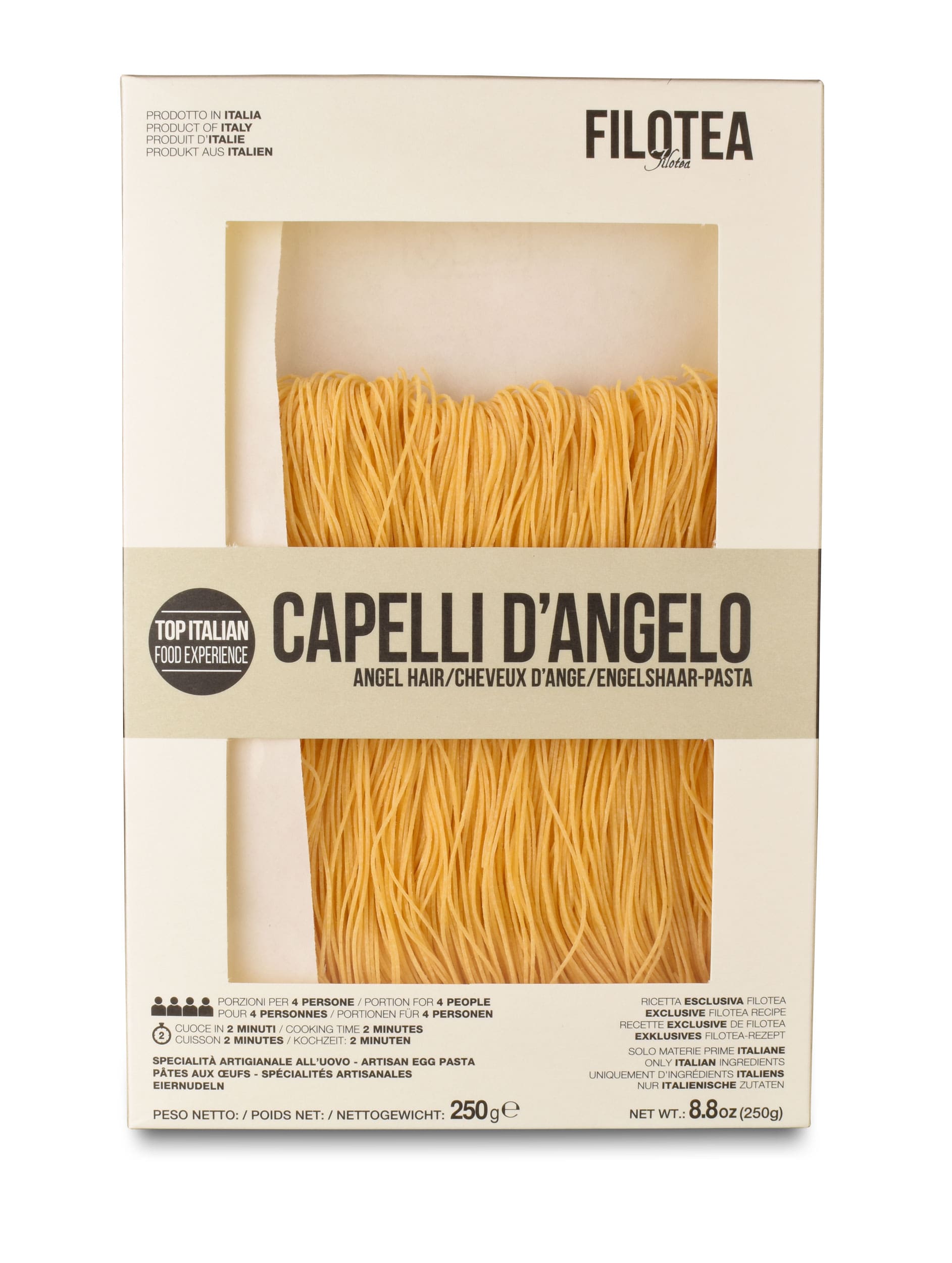 Filotea Pasta - Capelli Angelo Filotea Capelli Angelo - hauchdünne Pasta aus Italien, 250g Packung