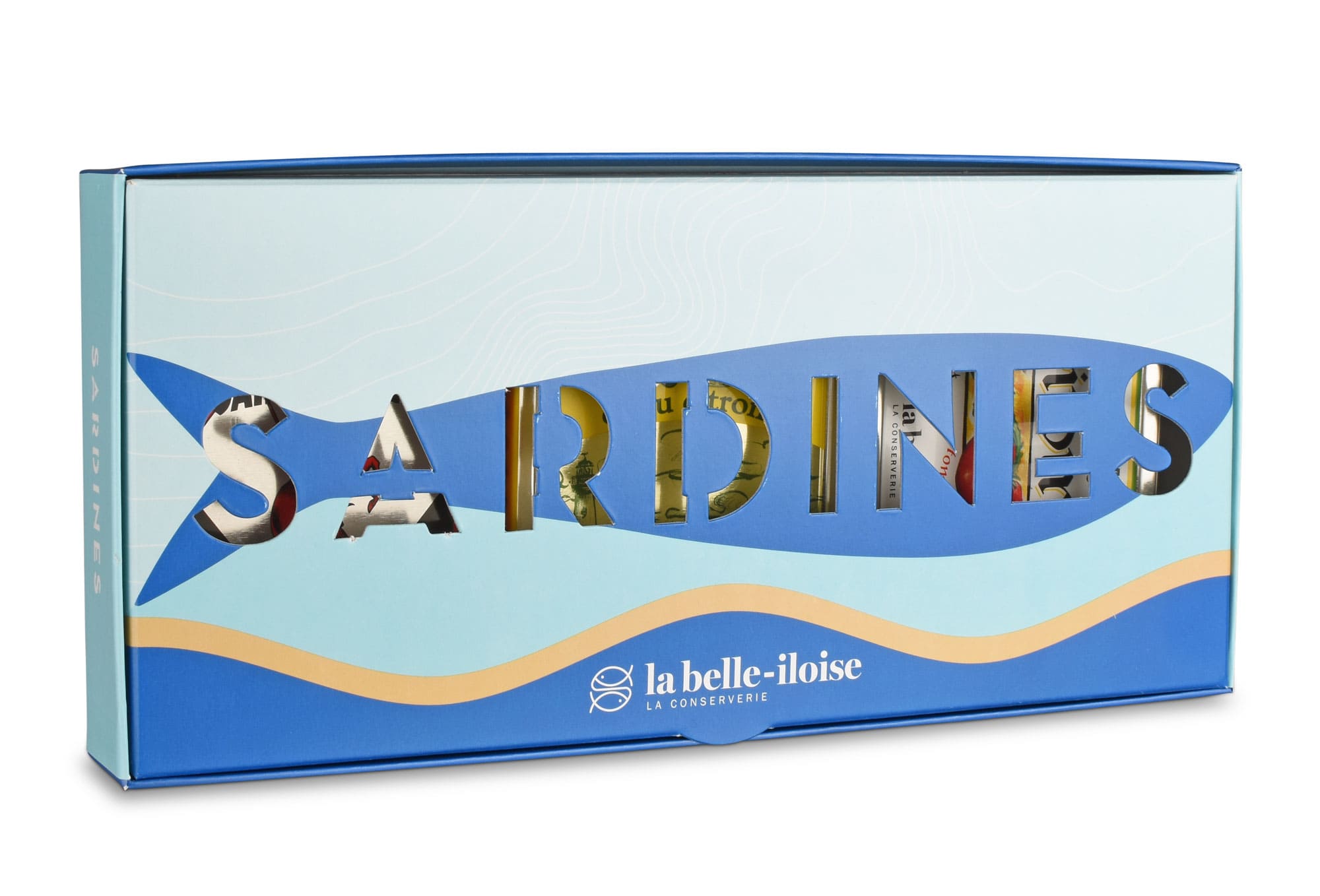 La belle-iloise Sardinen Geschenkset mit Sardinen in Olivenöl, Sardinen mit Zitrone und Ölsardinen in Sauce Pitomail in dekorativer Geschenkverpackung