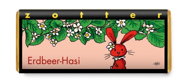Erdbeer-Hasi - Handgeschöpfte Schokolade [Bio]