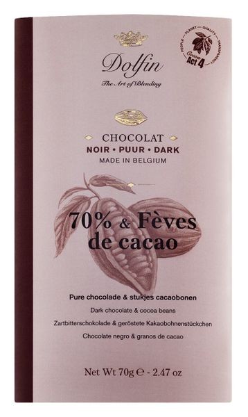 Zartbitterschokolade 70% mit Kakaosplittern