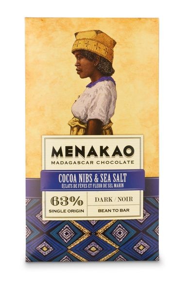 Cocoa Nibs &amp; Madagascan Sea Salt Dark Chocolate 63%